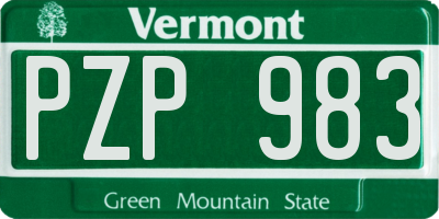 VT license plate PZP983