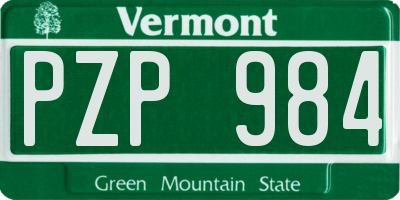 VT license plate PZP984