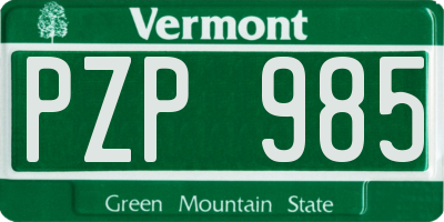VT license plate PZP985