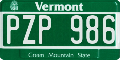VT license plate PZP986