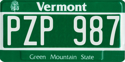 VT license plate PZP987