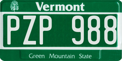 VT license plate PZP988