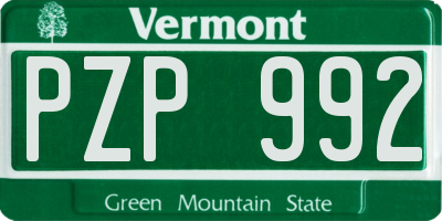 VT license plate PZP992