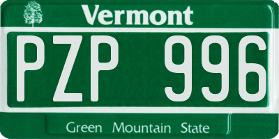 VT license plate PZP996