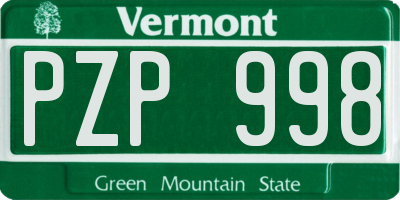 VT license plate PZP998