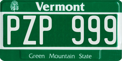 VT license plate PZP999
