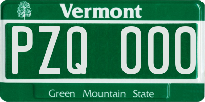 VT license plate PZQ000