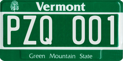 VT license plate PZQ001