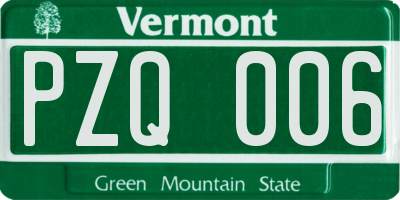 VT license plate PZQ006