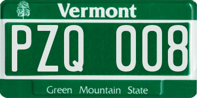 VT license plate PZQ008