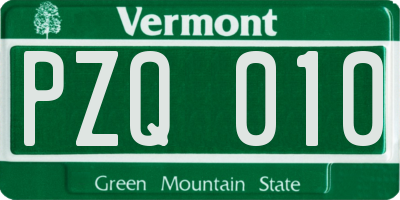 VT license plate PZQ010