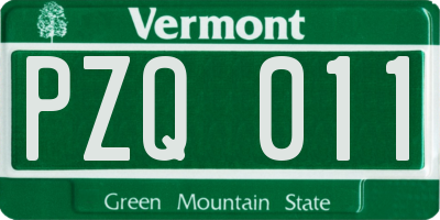 VT license plate PZQ011