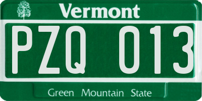 VT license plate PZQ013