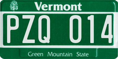 VT license plate PZQ014