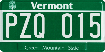 VT license plate PZQ015