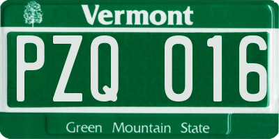 VT license plate PZQ016