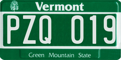 VT license plate PZQ019