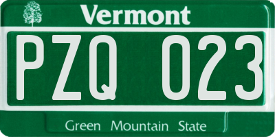 VT license plate PZQ023