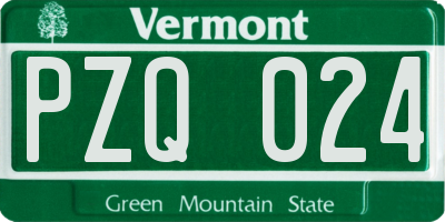 VT license plate PZQ024