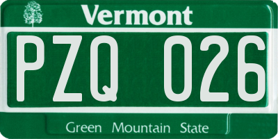 VT license plate PZQ026