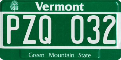 VT license plate PZQ032