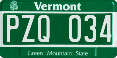 VT license plate PZQ034