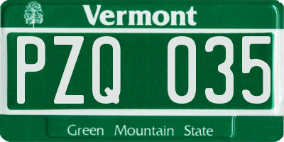 VT license plate PZQ035