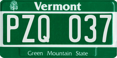 VT license plate PZQ037