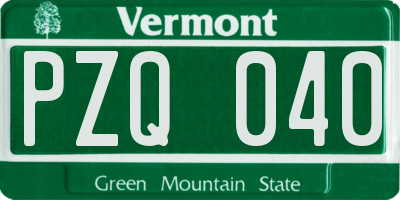 VT license plate PZQ040