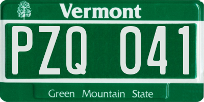 VT license plate PZQ041