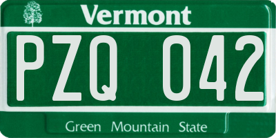 VT license plate PZQ042
