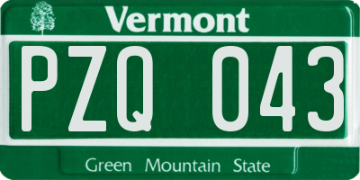 VT license plate PZQ043