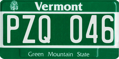 VT license plate PZQ046