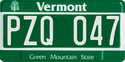 VT license plate PZQ047