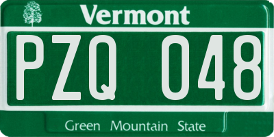 VT license plate PZQ048