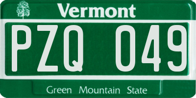 VT license plate PZQ049