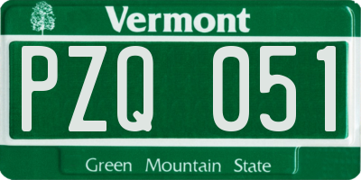 VT license plate PZQ051