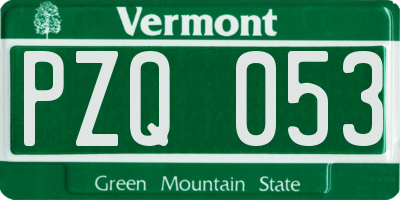 VT license plate PZQ053