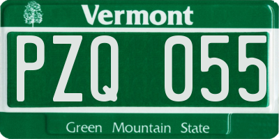 VT license plate PZQ055