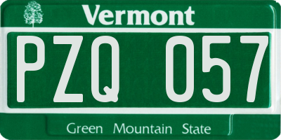 VT license plate PZQ057