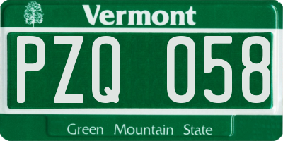 VT license plate PZQ058