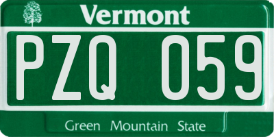 VT license plate PZQ059