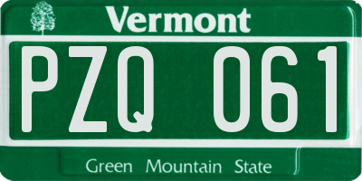 VT license plate PZQ061