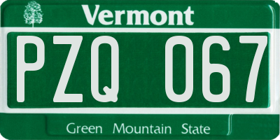 VT license plate PZQ067