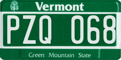 VT license plate PZQ068