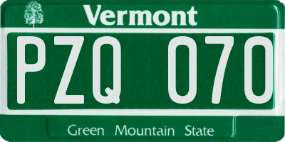 VT license plate PZQ070