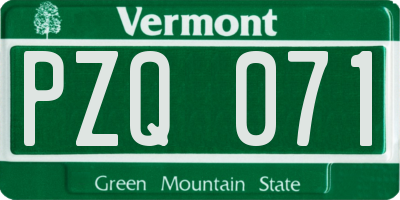VT license plate PZQ071