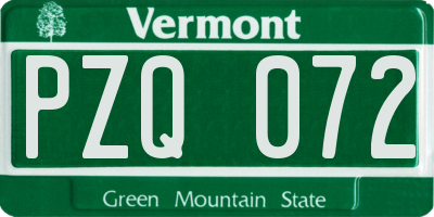 VT license plate PZQ072