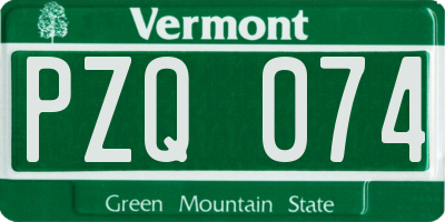VT license plate PZQ074