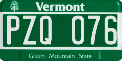 VT license plate PZQ076